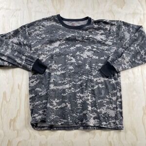 Y2K Rothco Shirt Mens 2XL Gray Digital Camo Long Sleeve Military Tee T-Shirt